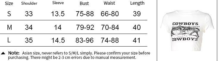 Women's Cowboys Casual Summer Tshirt White Crop Top - White / S Available at 2Fast2See.co