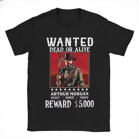 Red Dead Redemption Arthur Morgan Wanted Dead or Alive Tshirt - S Available at 2Fast2See.co