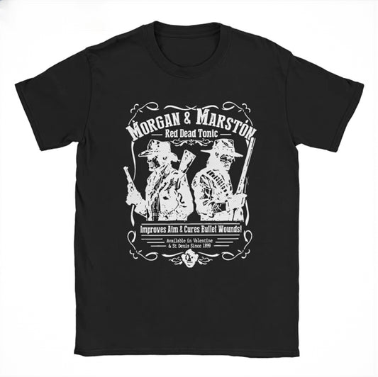Red Dead Redemption Morgan & Marston Tshirt - Black / S Available at 2Fast2See.co