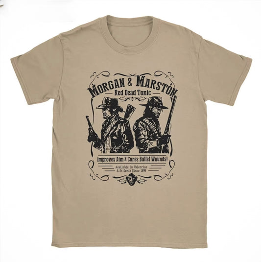 Red Dead Redemption Morgan & Marston 100% Cotton Tshirt - Khaki / XXL Available at 2Fast2See.co