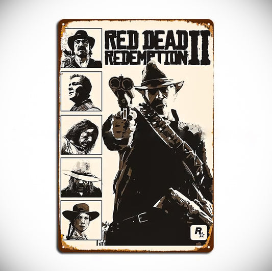 Red Dead Redemption 2 Arthur Morgan Vintage Garage Metal Sign - Apocalyptic Old / 14x20cm Available at 2Fast2See.co