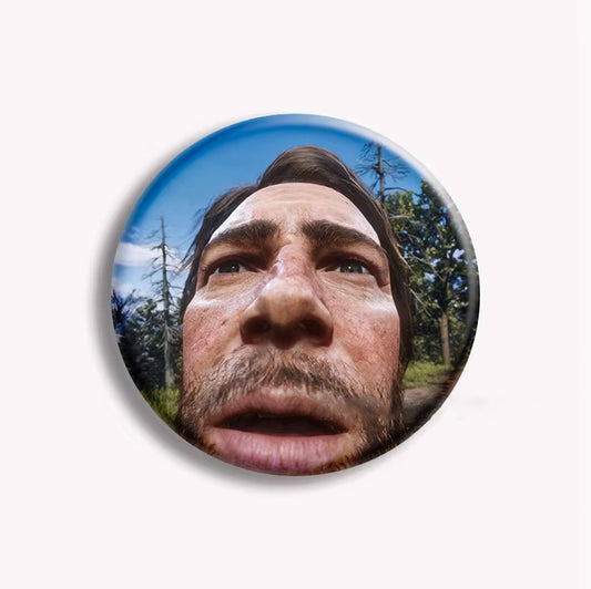Red Dead Redemption 2 Arthur Morgan Funny Game Soft Button Pin - Pin-58mm Available at 2Fast2See.co