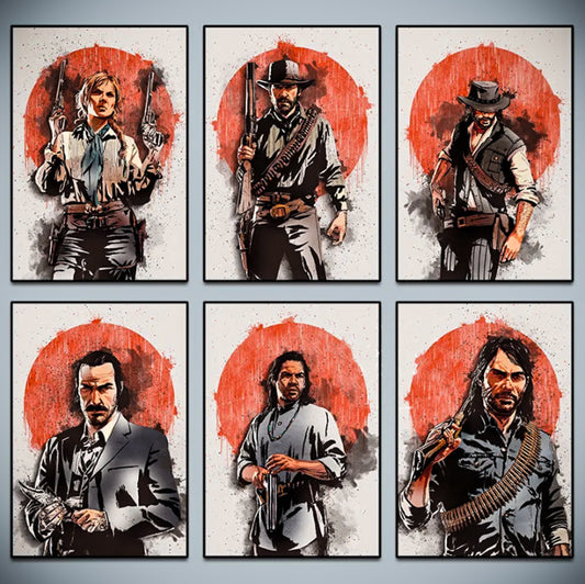 Red Dead Redemption 2 Posters Watercolor Style Prints Room Decor - 1 / 20X30cm Available at 2Fast2See.co