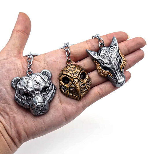 God of War 5 Wolf Bear & Owl Keychains - Bear Head Available at 2Fast2See.co
