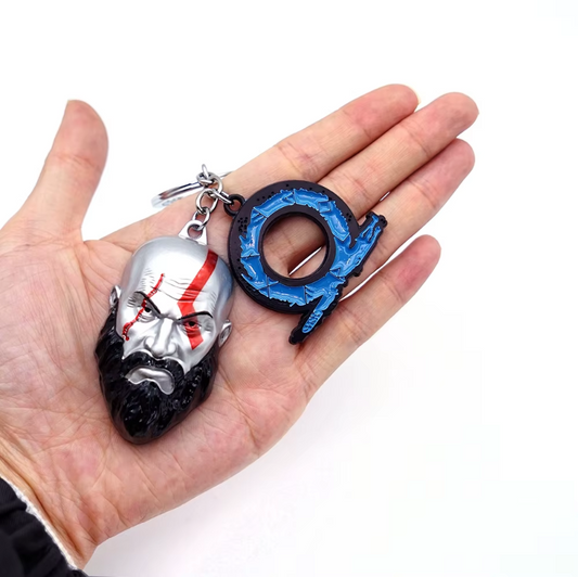 God Of War Ragnarok Kratos Metal Keychain - Blue Kratos Available at 2Fast2See.co