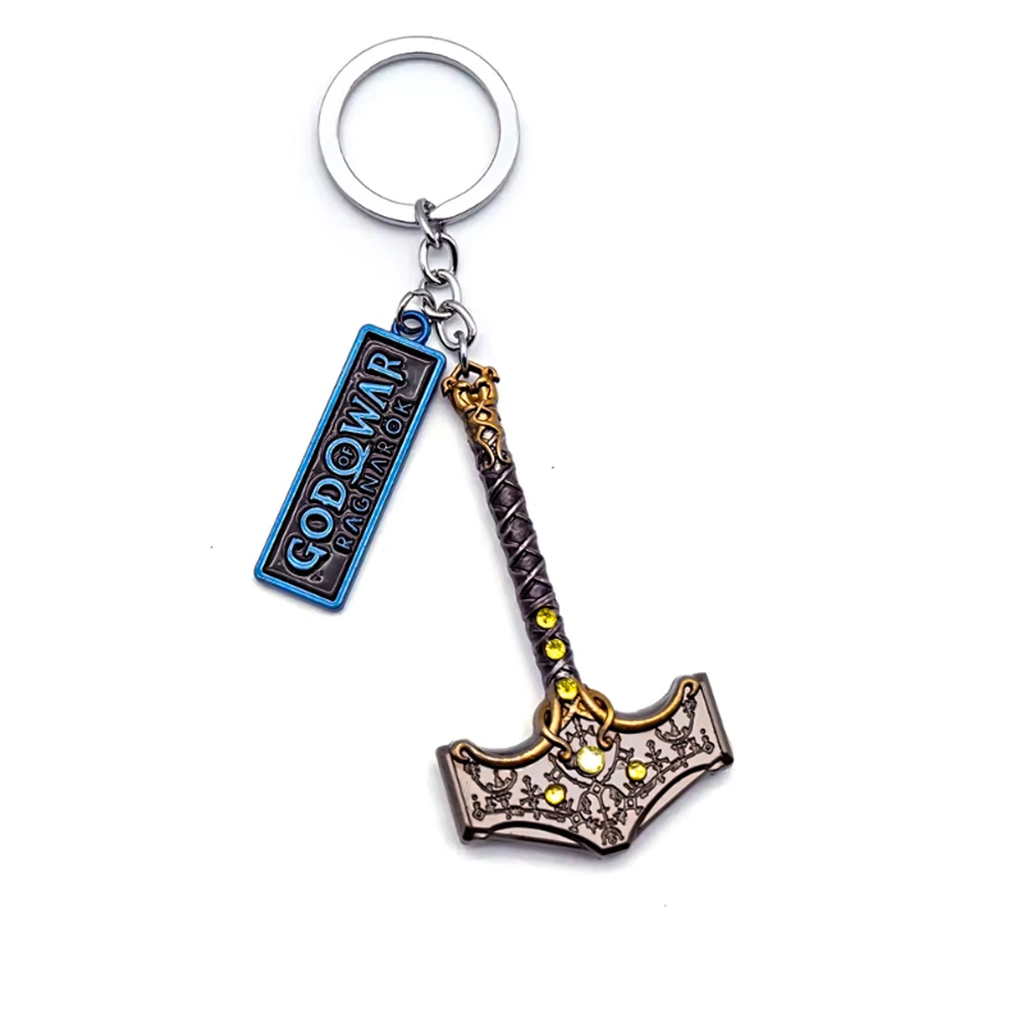 God of War Epic Thor's Hammer Very Detailed Keychain With Clasp 8cm - Thor's Hammer with Tag Available at 2Fast2See.co