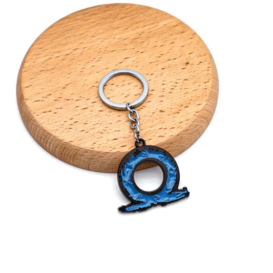 God of War Game Logo Blue & Red Keychain - Blue Available at 2Fast2See.co