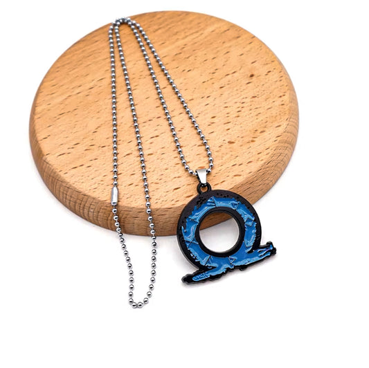 God of War Ragnarok Game Logo Inspired Necklace Blue 3 Chain Types - Bead Chain Available at 2Fast2See.co
