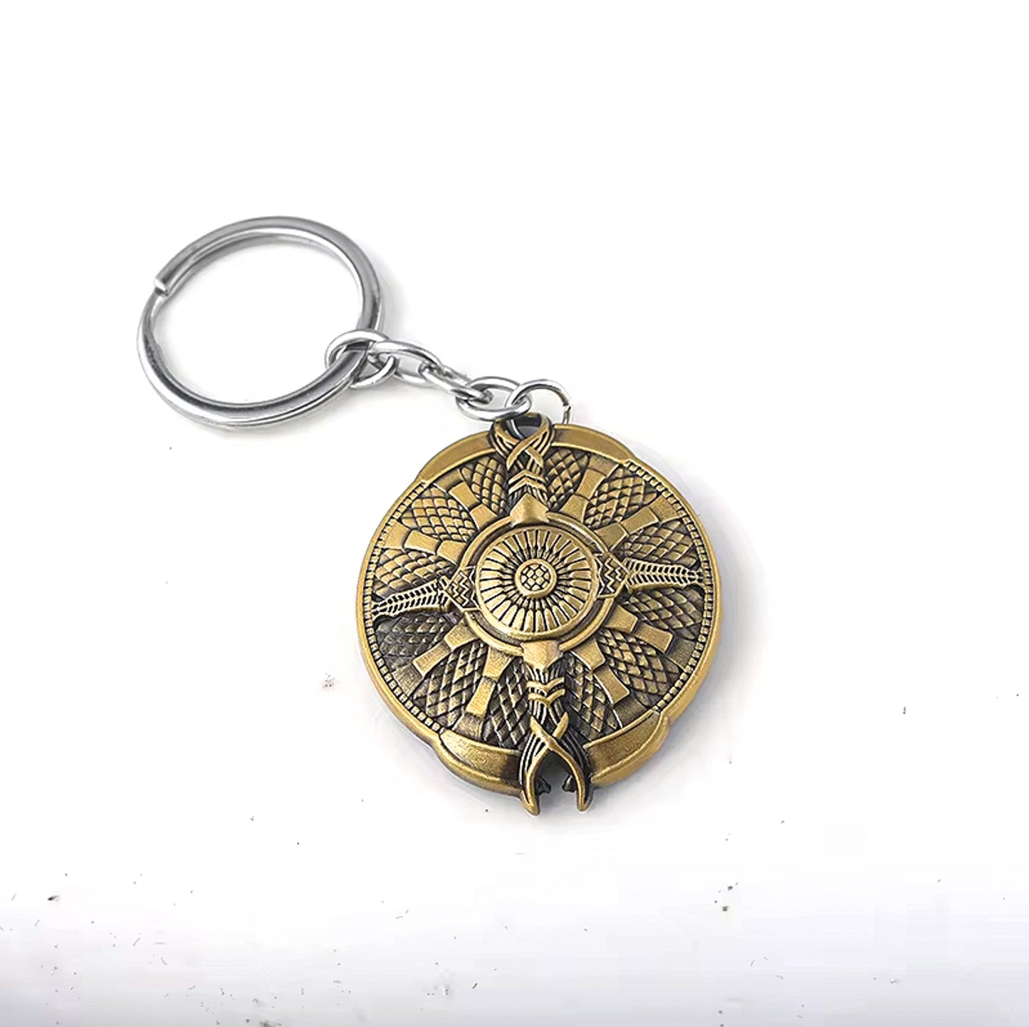 God of War Ragnarok - Kratos Gold Guardian Shield Keychain - Shield Available at 2Fast2See.co