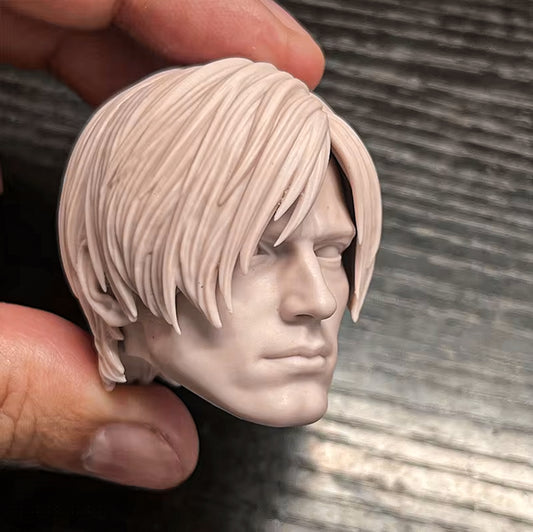 Resident Evil Leon Kennedy Head Sculpt Carving Model Unpainted - Default Title Available at 2Fast2See.co