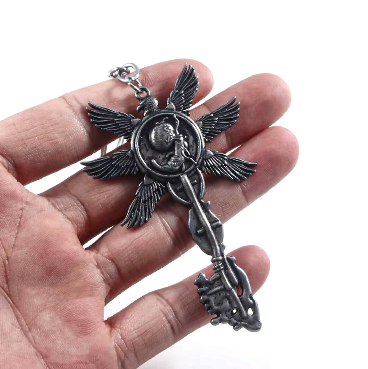 Resident Evil 8 RE8 Village Six-Winged Unborn Silver Key Keychain