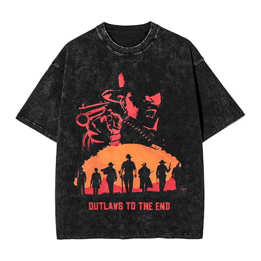 Red Dead Redemption Tshirt Pure Cotton Vintage Short Sleeve Top - Vintage Black / S Available at 2Fast2See.co
