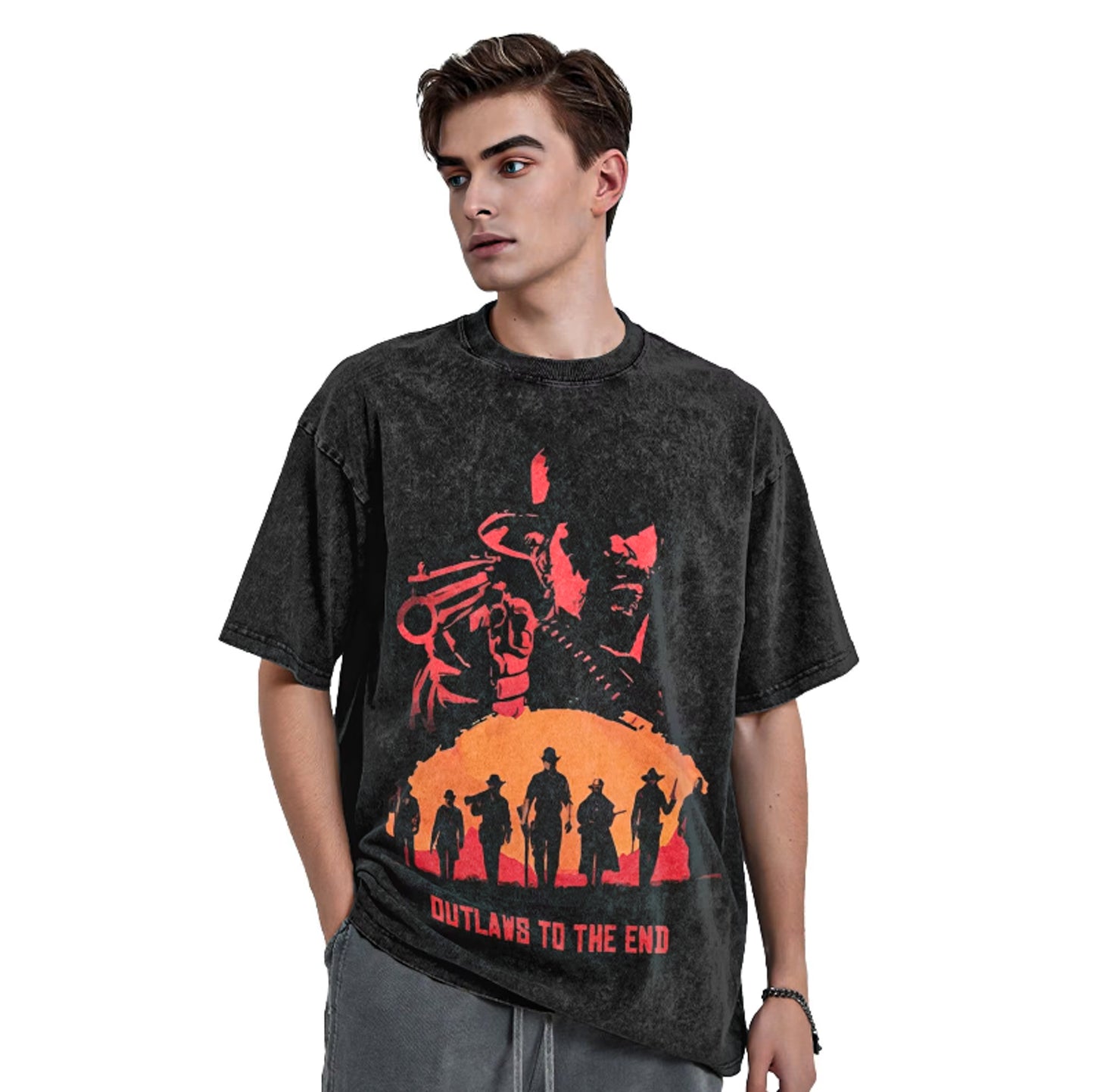 Red Dead Redemption Tshirt Pure Cotton Vintage Short Sleeve Top