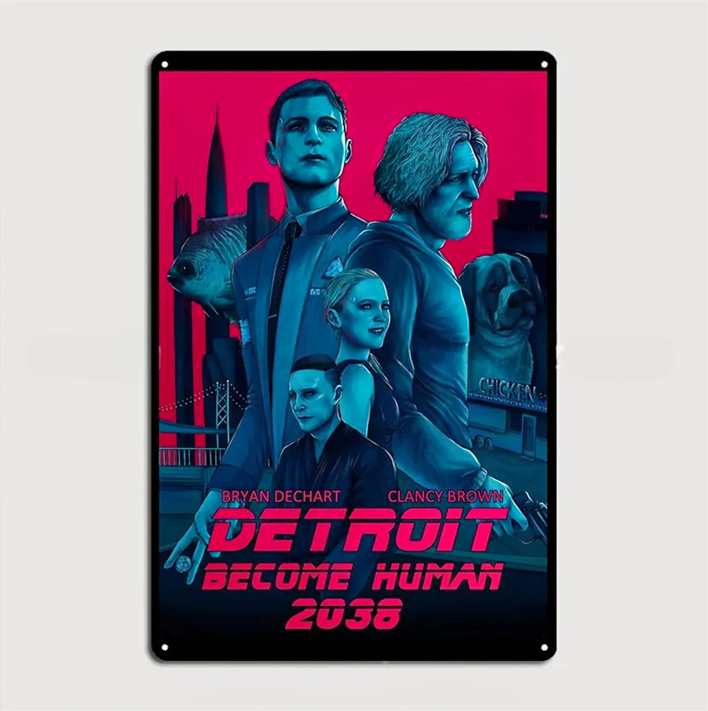 Detroit Become Human 2038 Metal Plaque Poster Wall Decor Sign