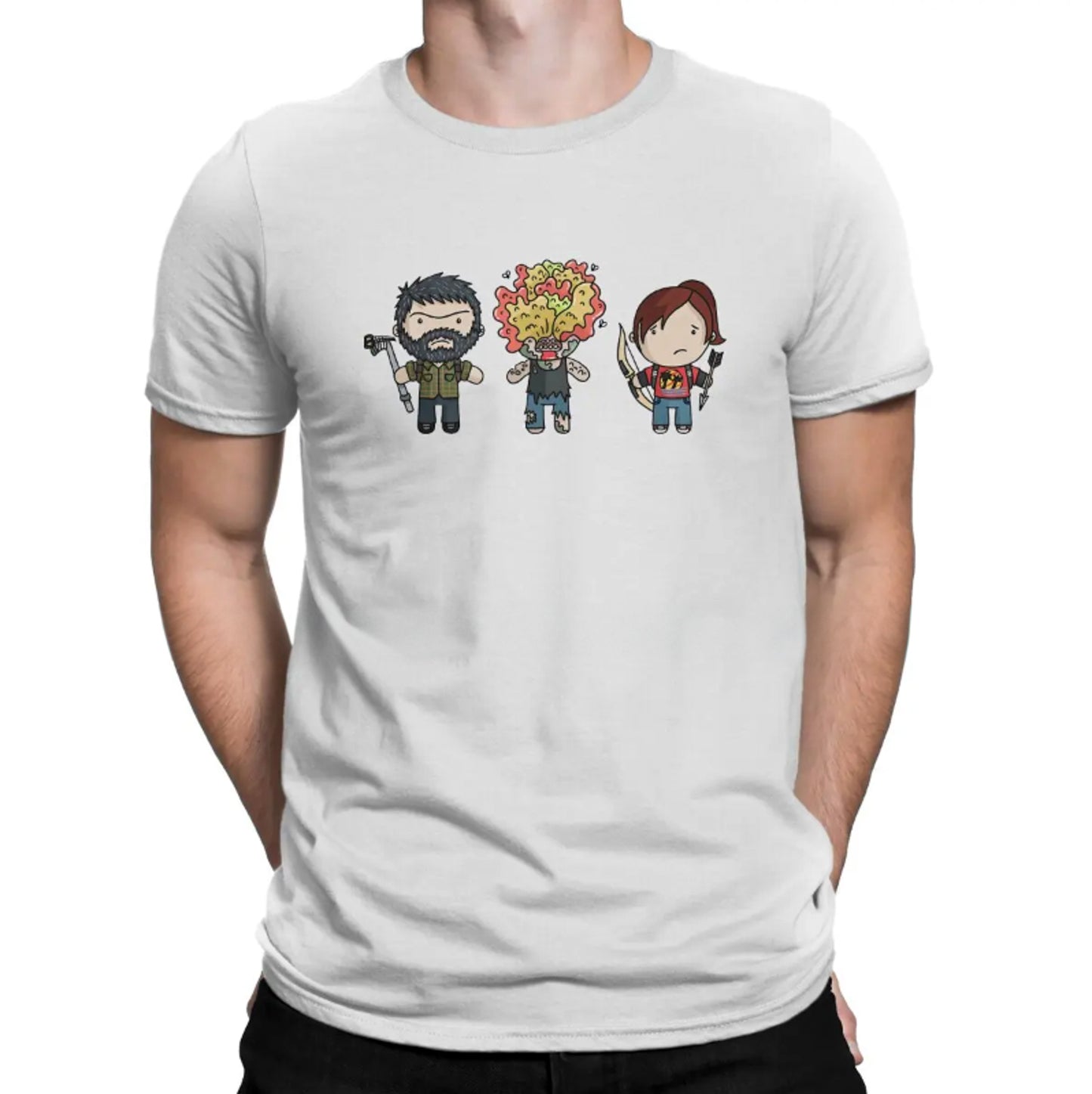 The Last of Us Ellie Joel and Clicker Cartoon Original Tshirt