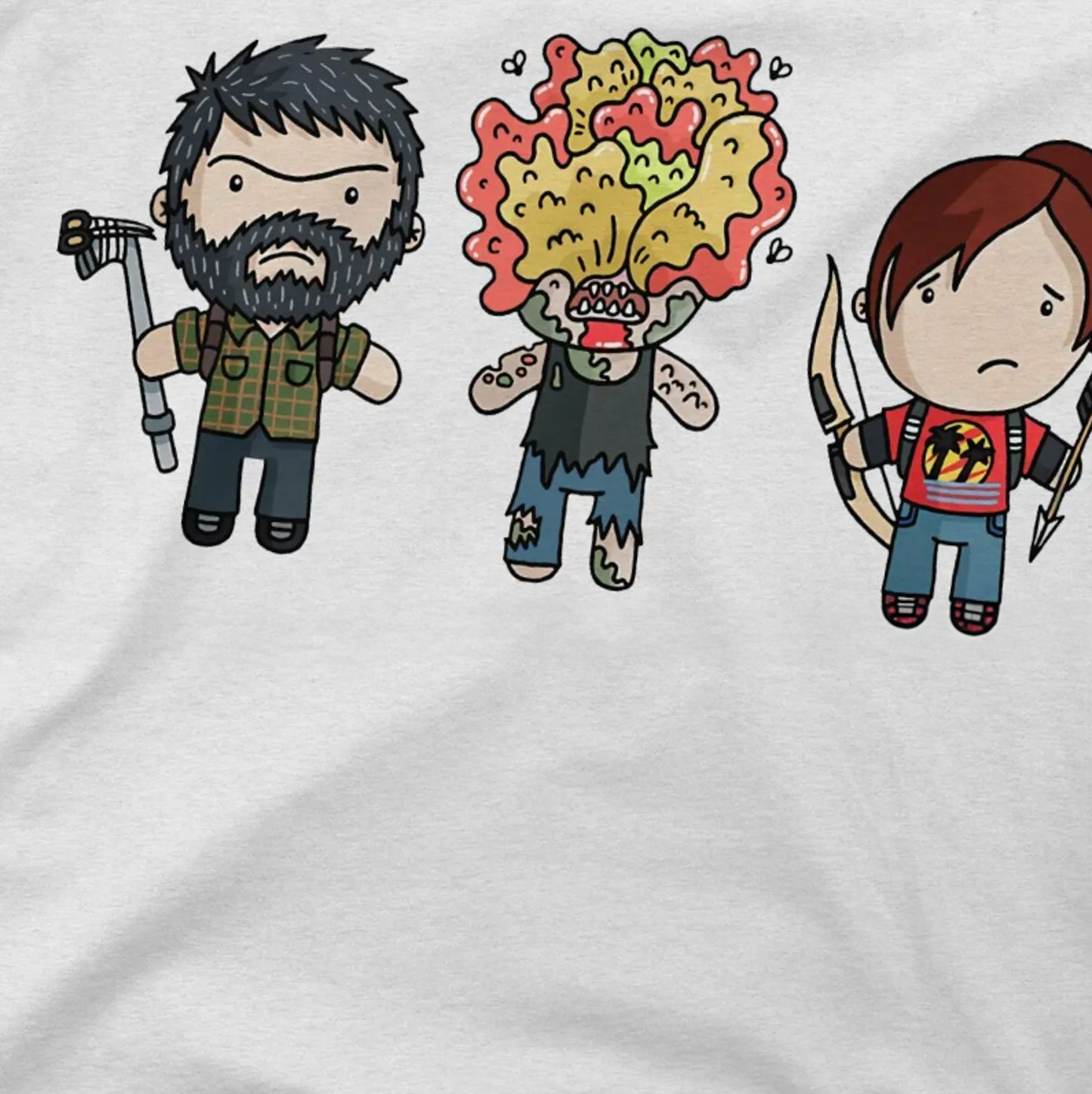 The Last of Us Ellie Joel and Clicker Cartoon Original Tshirt