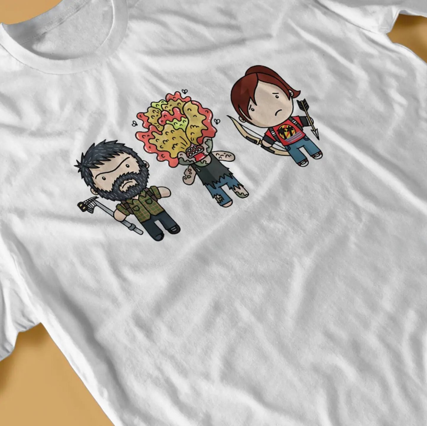 The Last of Us Ellie Joel and Clicker Cartoon Original Tshirt