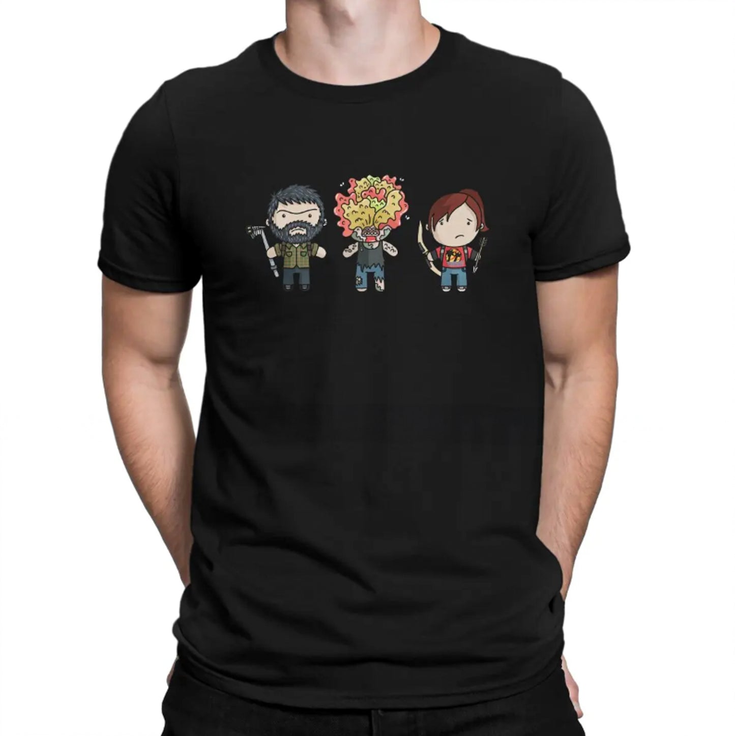 The Last of Us Ellie Joel and Clicker Cartoon Original Tshirt