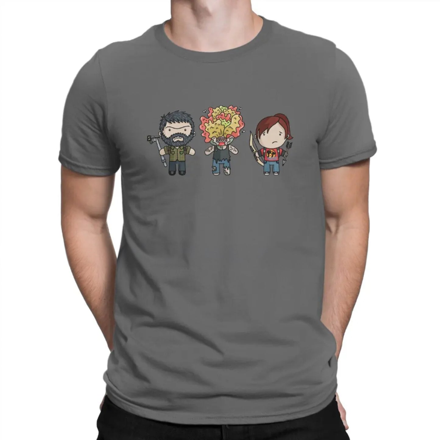 The Last of Us Ellie Joel and Clicker Cartoon Original Tshirt