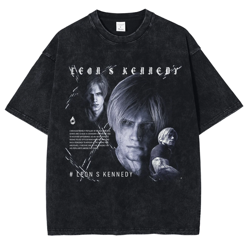 Residen Evil Leon Scott Kennedy Gaming Washed Cotton Tshirt
