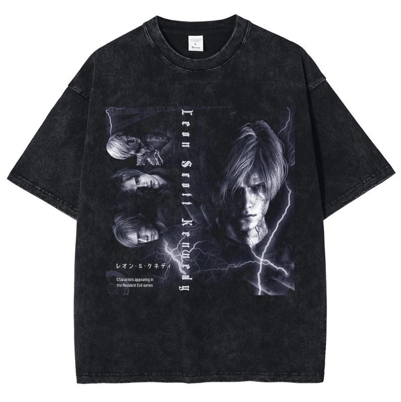 Residen Evil Leon Kennedy Tribute Vintage Cotton Tshirt