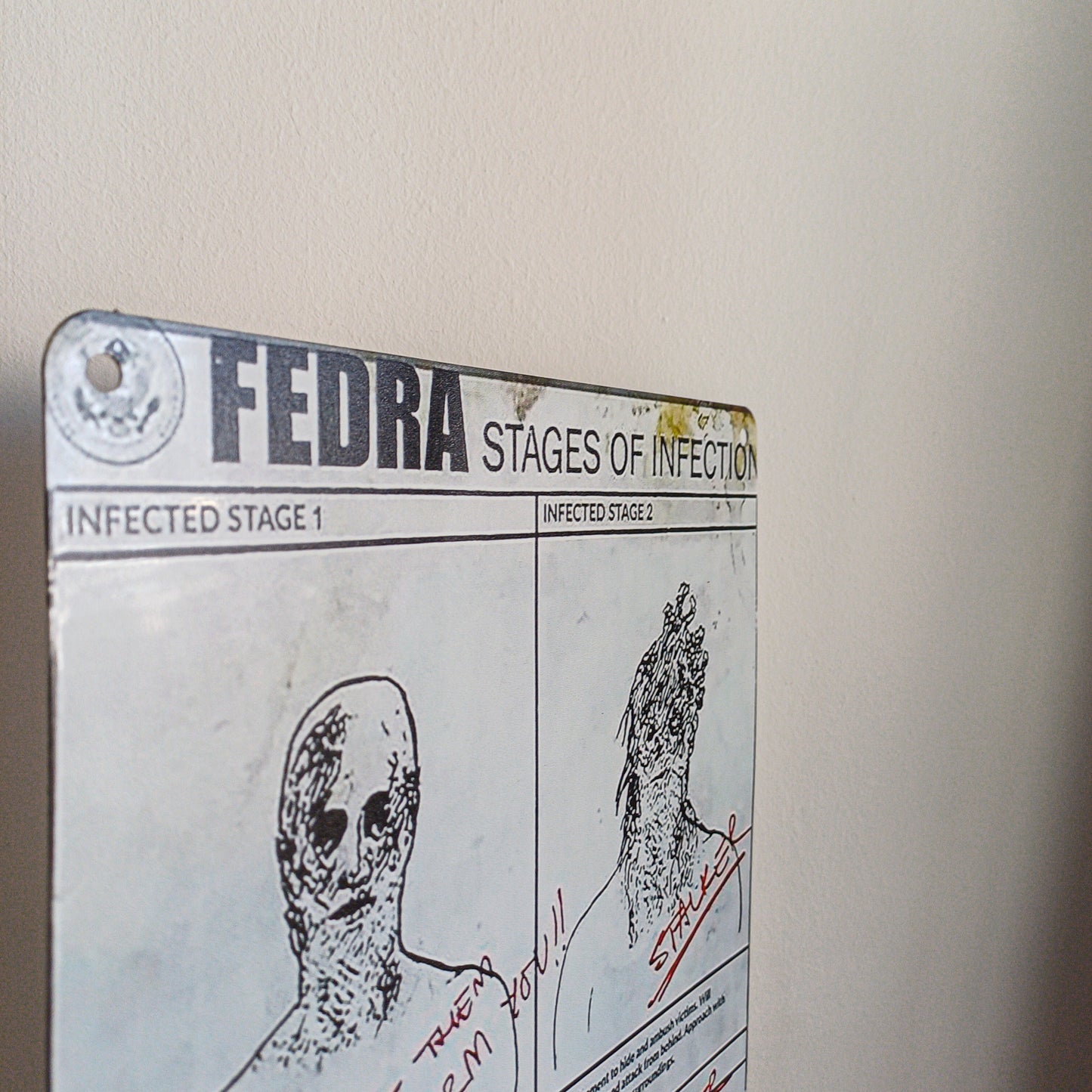 The Last of Us Fedra Stages Of Infection Metal Wall Sign - 14x20cm Available at 2Fast2See.co