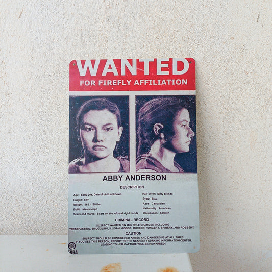 The Last Of Us Abby Wanted Metal Wall Sign - 20x14cm Available at 2Fast2See.co
