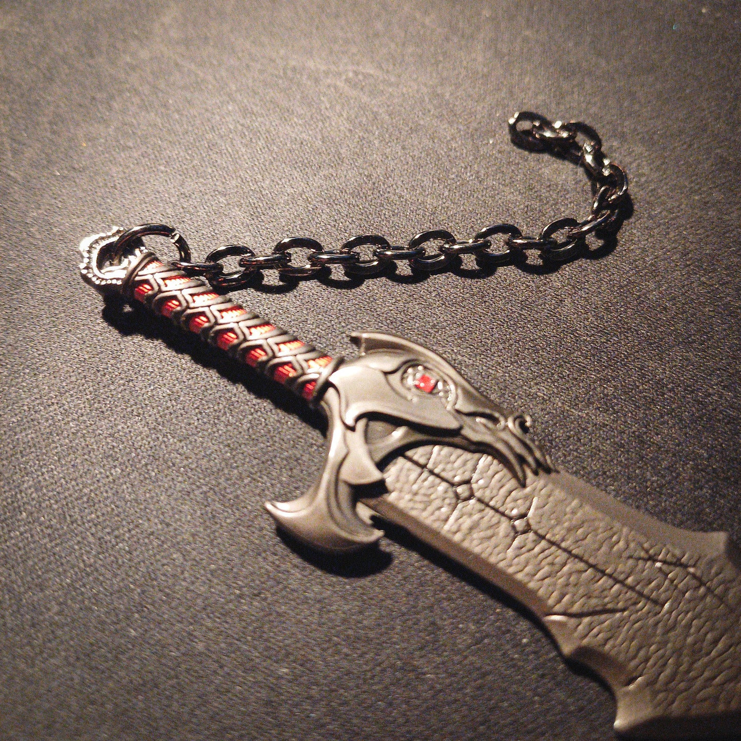 God of War Kratos Metallic Blade of Chaos Keychain With Clasp Black Red