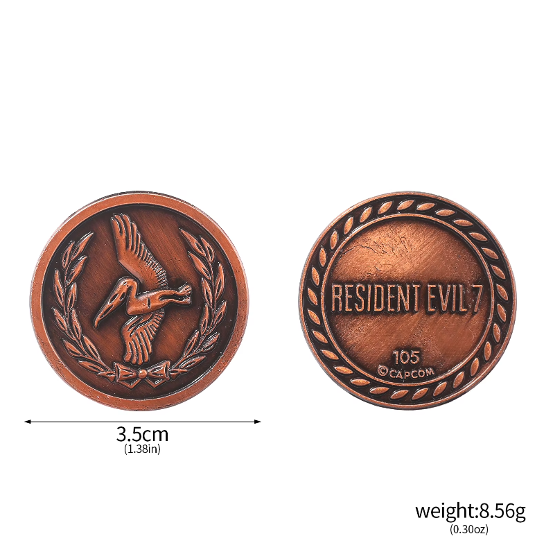 Resident Evil 7: Biohazard and Resident Evil Village Antique Coin Copper Metal