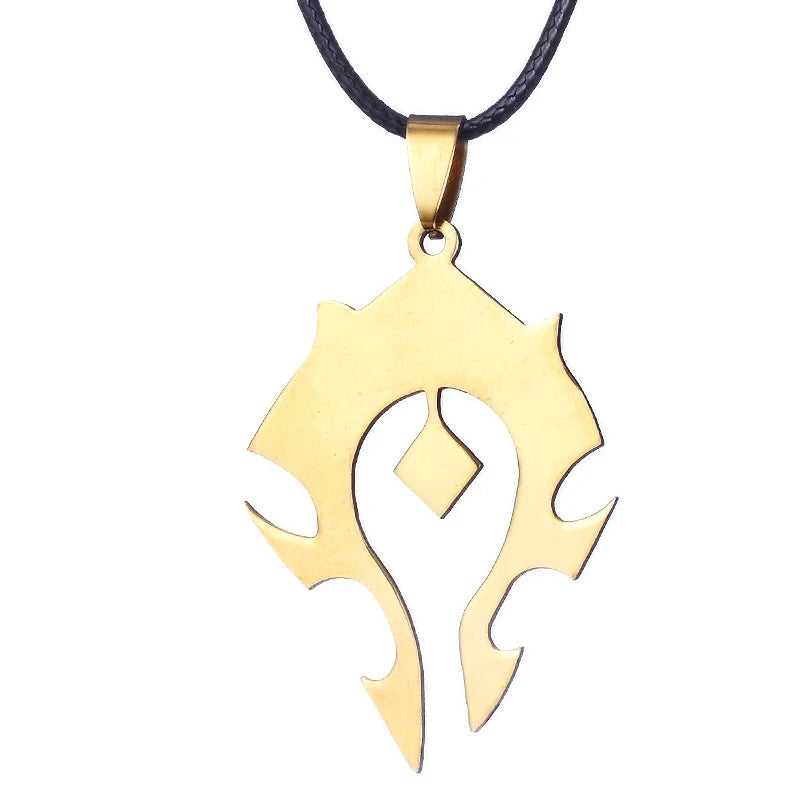 World of Warcraft Horde Alliance Logo Stainless Steel Pendant Necklace - Black Available at 2Fast2See.co