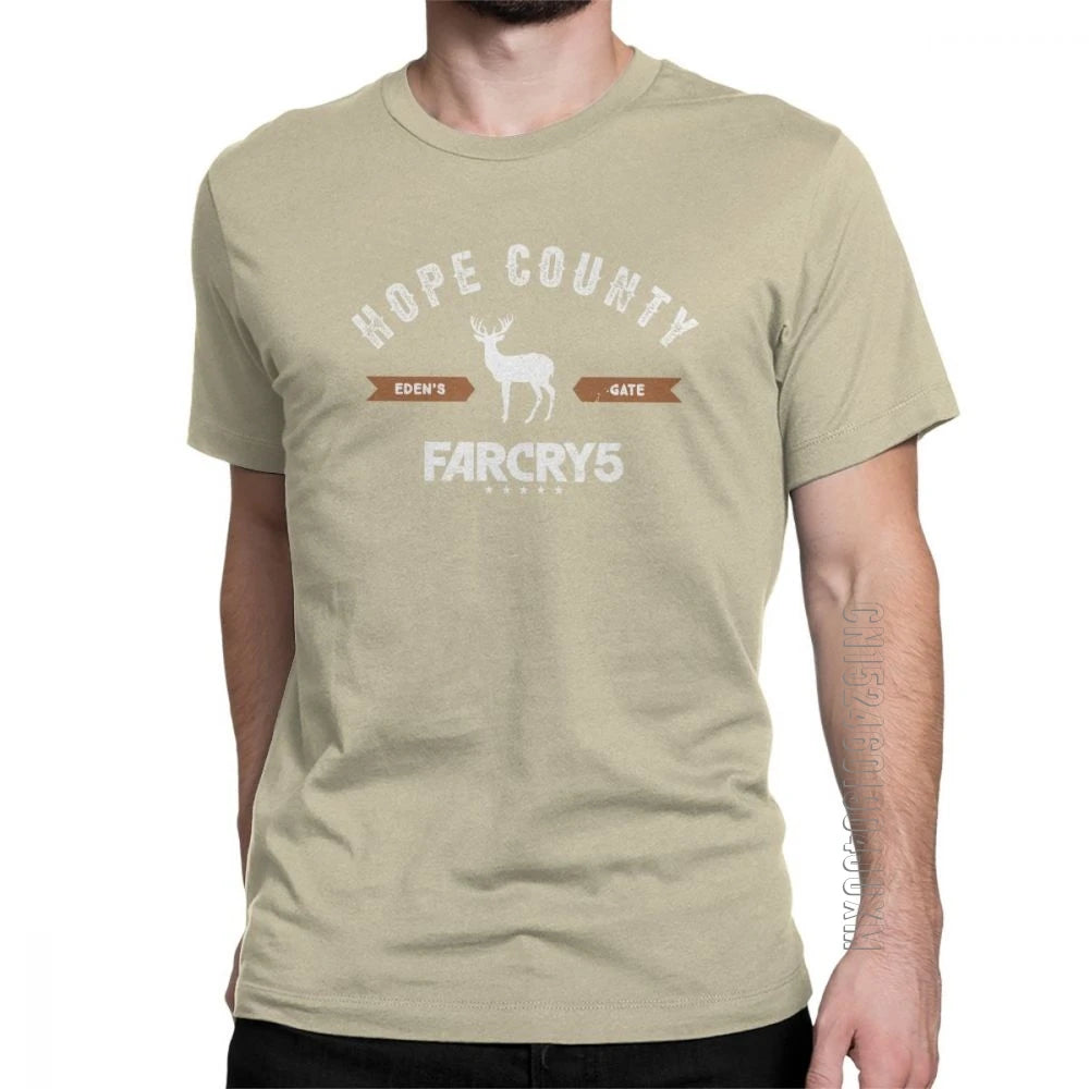 Far Cry 5 Tshirt Hope County 100% Cotton Vintage Design - Khaki / XS Available at 2Fast2See.co