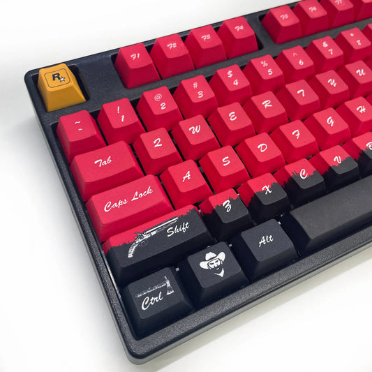 Red Dead Redemption 2 Themed Pbt Keycaps 108 Key Set for Mechanical Keyboard OEM Profile - OEM Profile Available at 2Fast2See.co