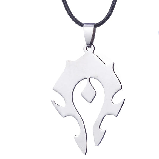 World of Warcraft Horde Alliance Logo Stainless Steel Pendant Necklace - Black Available at 2Fast2See.co