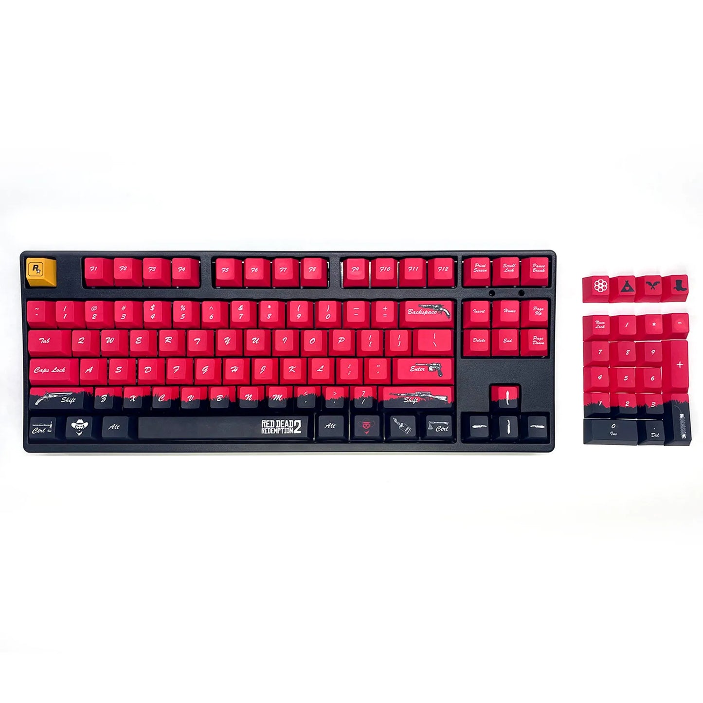 Red Dead Redemption 2 Themed Pbt Keycaps 108 Key Set for Mechanical Keyboard OEM Profile - OEM Profile Available at 2Fast2See.co