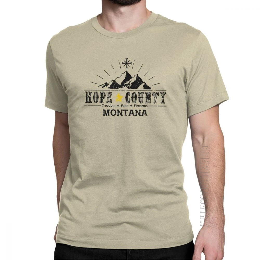 Far Cry Hope County Montana Video Game Inspired 100% Cotton Tshirt - Khaki / S Available at 2Fast2See.co