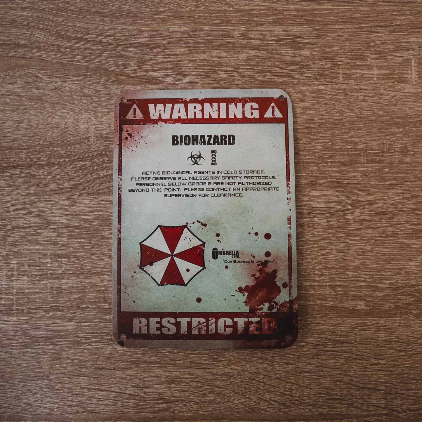 Resident Evil Warning Restricted Area Metal Wall Sign