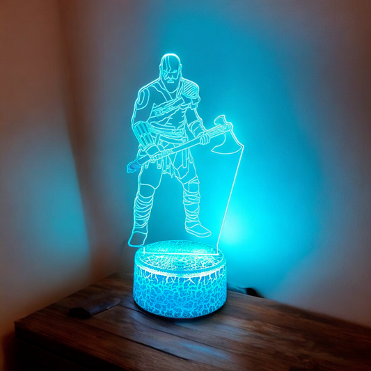God Of War 4 Kratos 3D Night Lamp - 16 Colors + Remote / Lava Lamp Base Available at 2Fast2See.co