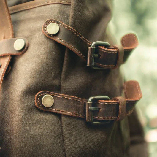 Waxed Canvas & Leather Outdoor Backpack - Available at 2Fast2See.co