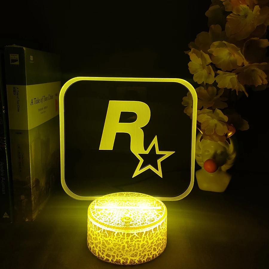 Rockstar Games 3D Logo Night Lamp