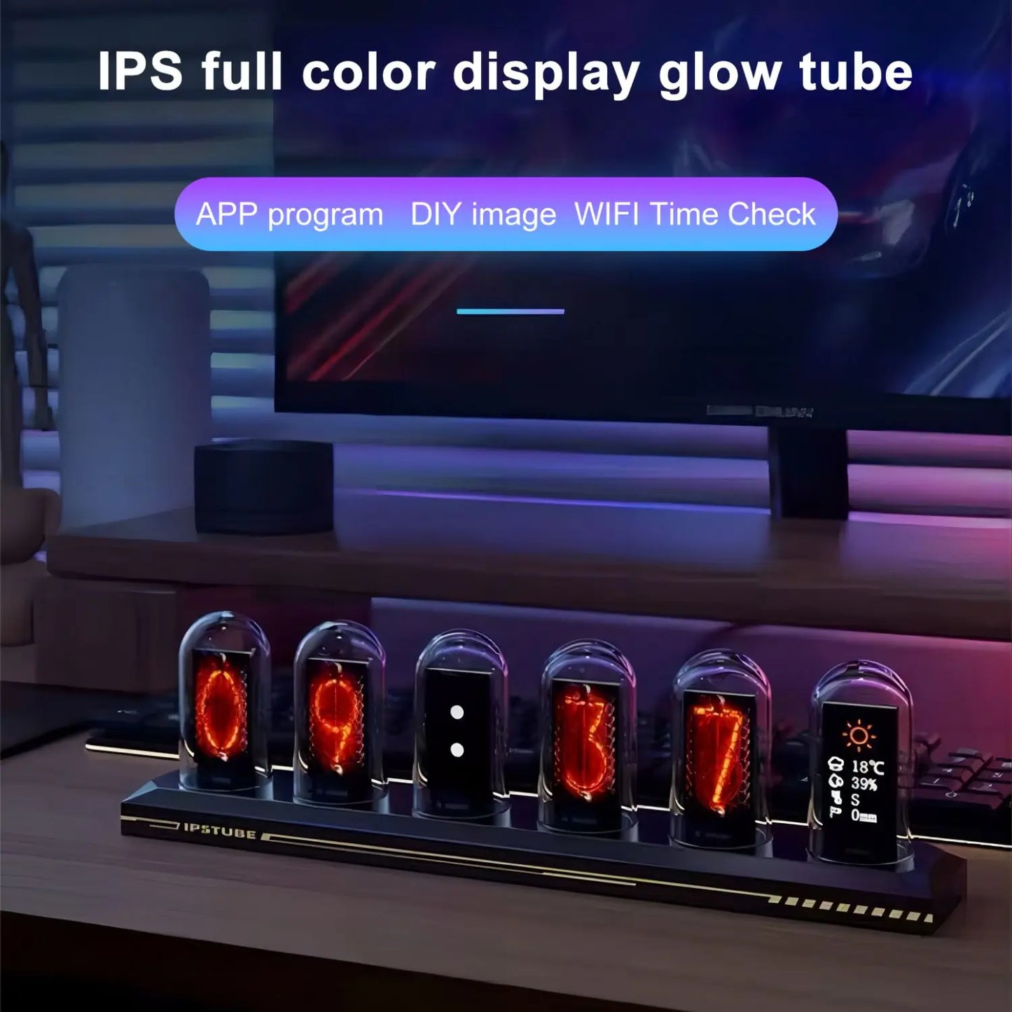 Retro RGB Nixie Tube Clock with LED Glow - IPS Color Screen, DIY Analog Digital Tube - Available at 2Fast2See.co