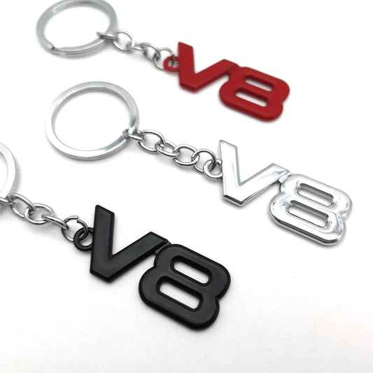 V8 Logo Car Metal Keychain Accessories - Available at 2Fast2See.co