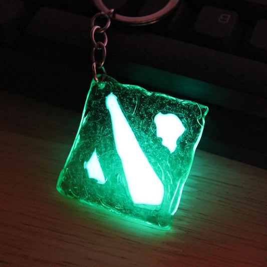 Dota 2 Logo Pendant Glowing Keychain - Green Available at 2Fast2See.co