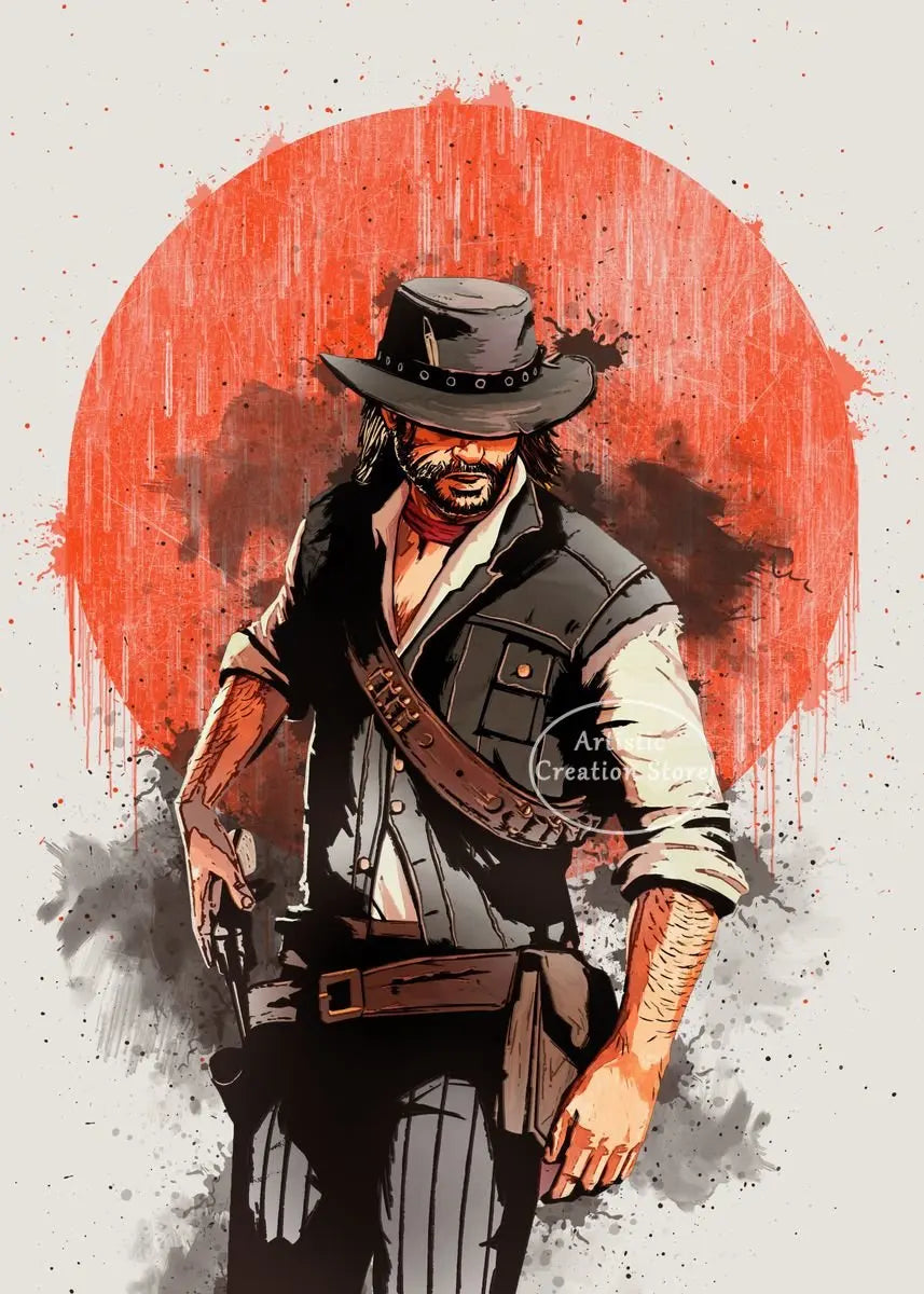 Red Dead Redemption 2 Posters Watercolor Style Prints Room Decor - 2 / 20X30cm Available at 2Fast2See.co