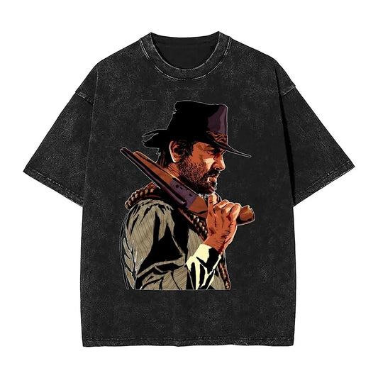 Red Dead Redemption II Arthur Morgan Washed Vintage Tshirt - Vintage Black / S Available at 2Fast2See.co