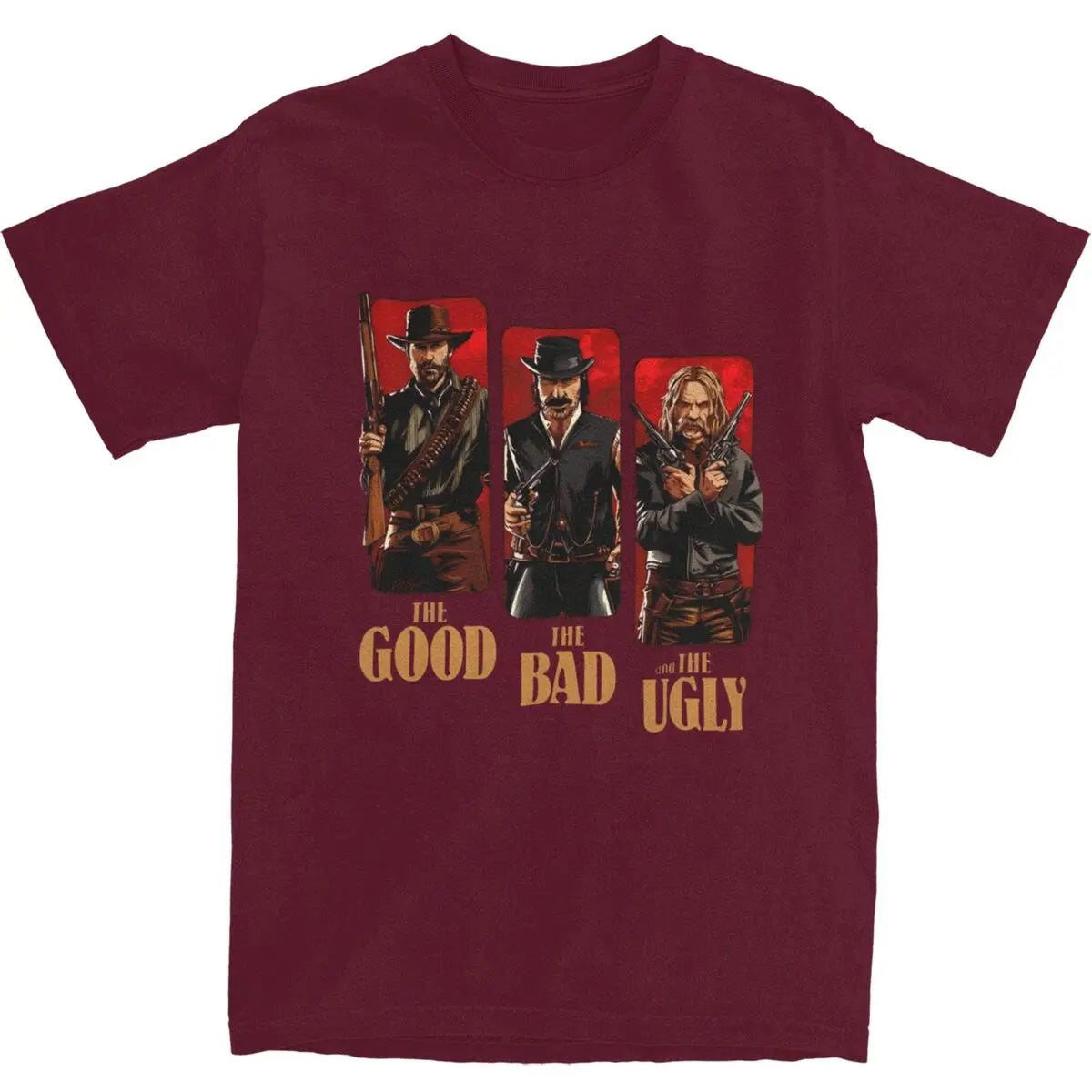 Red Dead Redemption 2 The Good The Bad The Ugly Pure Cotton Tshirt - Red / S Available at 2Fast2See.co