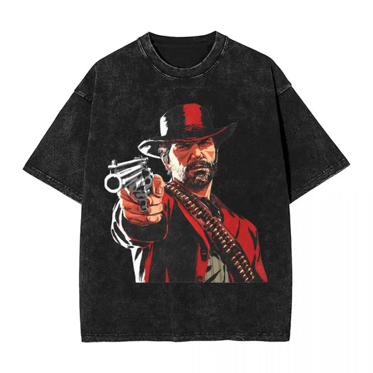 Red Dead Redemption 2 Arthur Morgan Washed Vintage Tshirt - Vintage Black / S Available at 2Fast2See.co