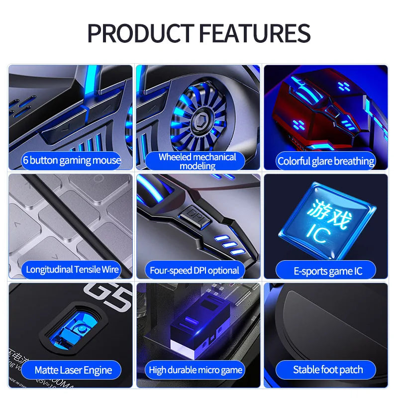 Ergonomic Wired Gaming Mouse with RGB