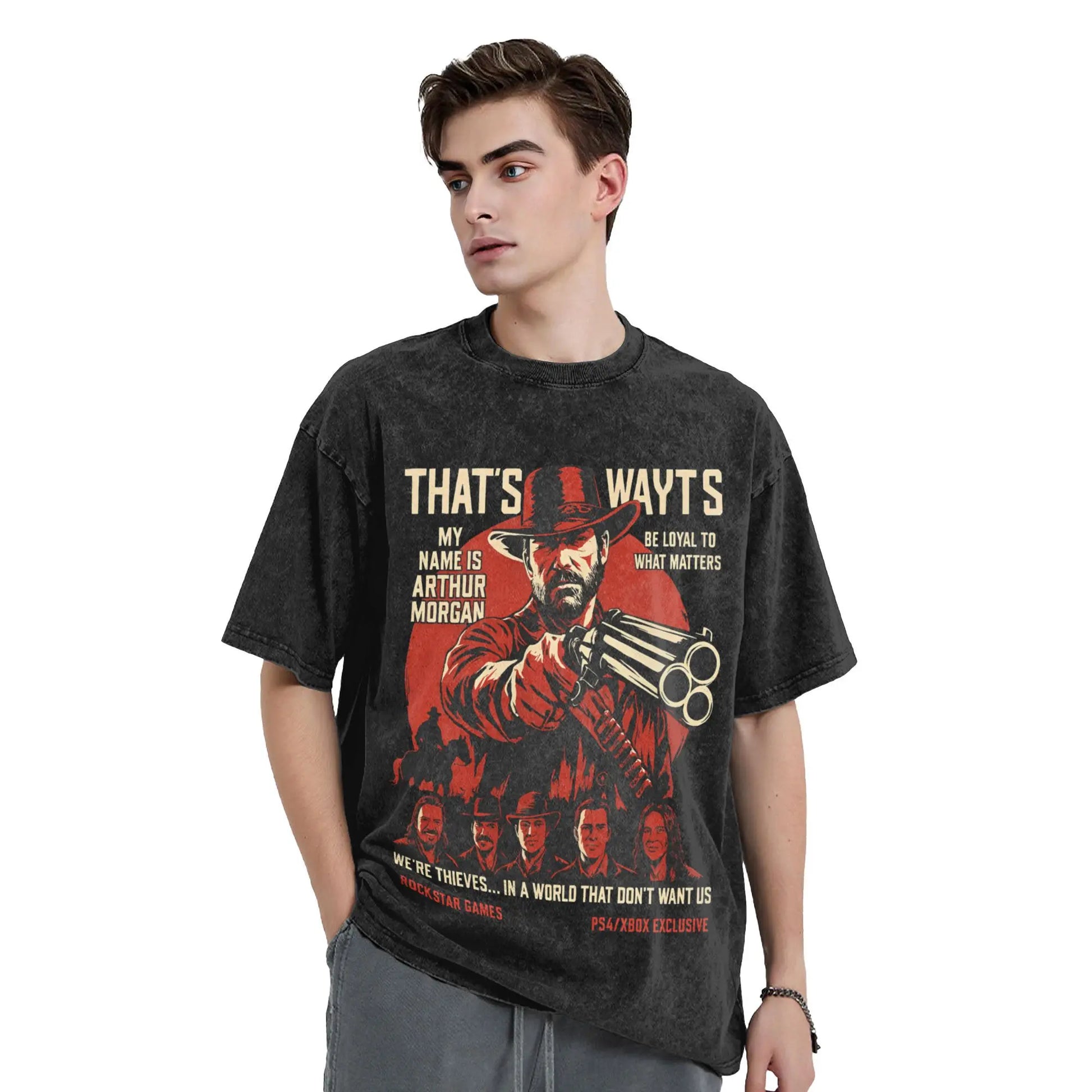 Red Dead Redemption My Name Is Arthur Morgan Washed Tshirt - Vintage Black / S Available at 2Fast2See.co