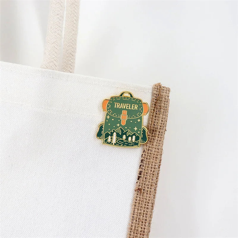 Traveler Backpack Lapel Pin Green Camping Outdoors