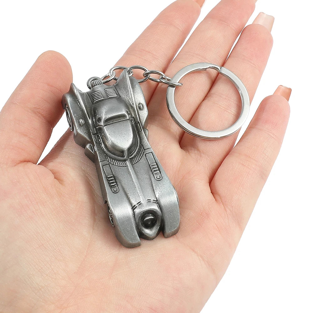 Batman Classic Vintage Silver Batmobile Keychain
